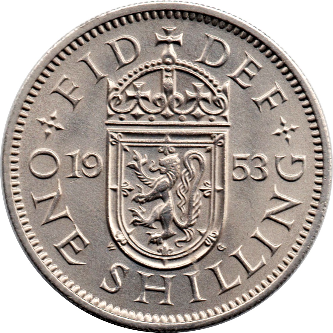 1 Shilling - Elizabeth II Scottish shield; with 'BRITT:OMN' reverse