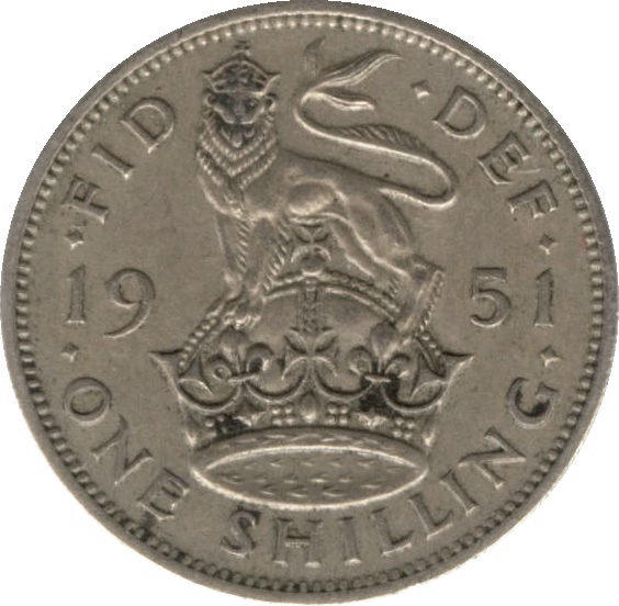 1 Shilling - George VI English crest; without 'IND:IMP' reverse