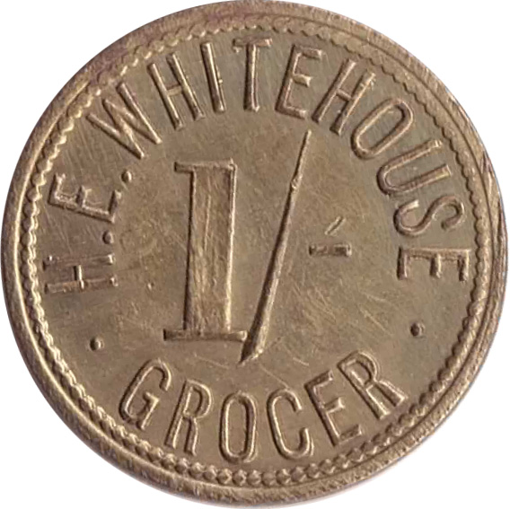 1 Shilling - H. E. Whitehouse Grocer reverse