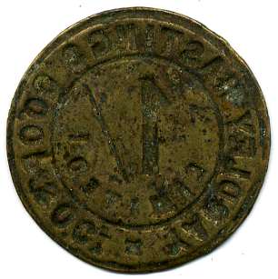1 Shilling - Yardley Hastings CSL Northamptonshire reverse