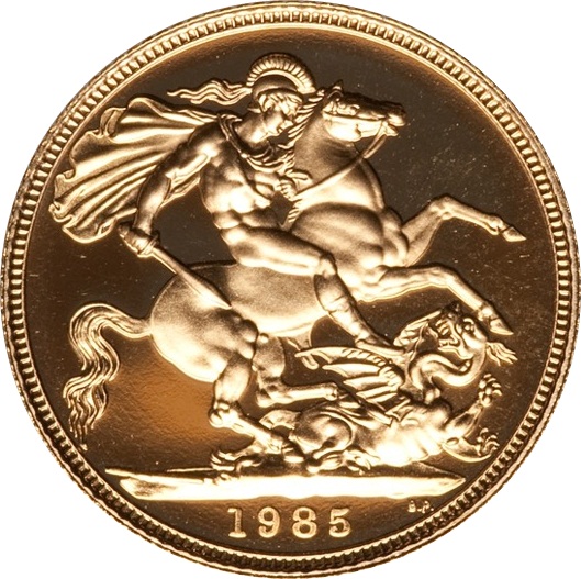 1 Sovereign - Elizabeth II 3rd portrait; Proof reverse