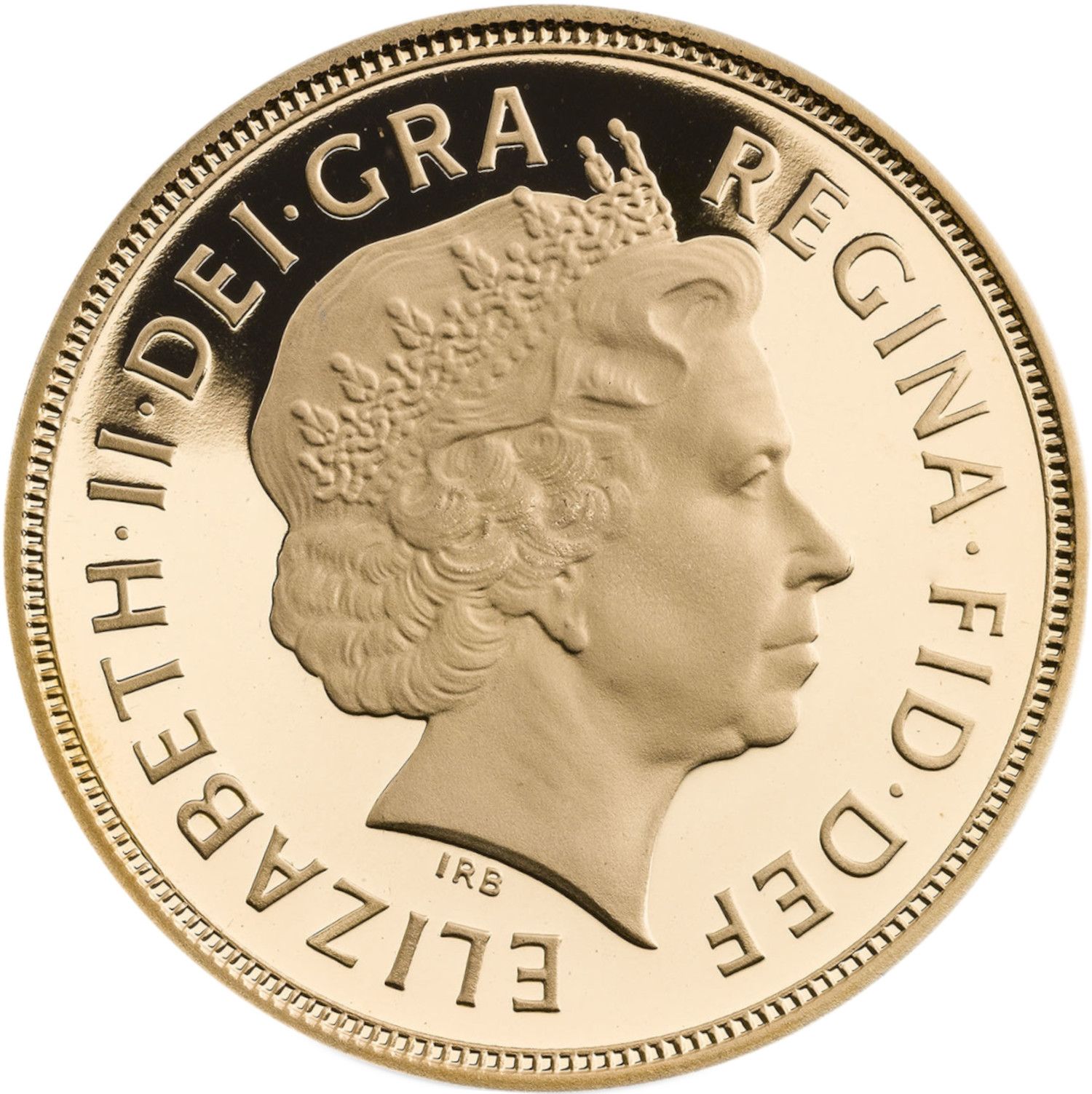 1 Sovereign - Elizabeth II 4th portrait; no streamer obverse