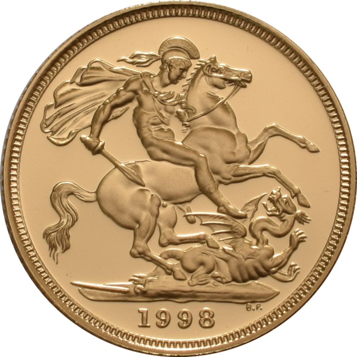 1 Sovereign - Elizabeth II 4th portrait; with streamer