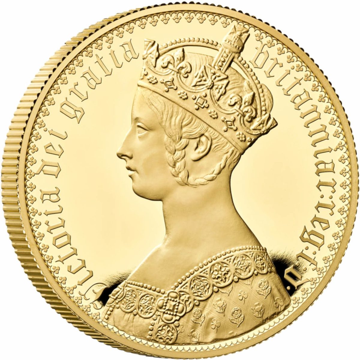 10000 Pounds - Elizabeth II Gothic Crown Portrait; Gold Proof reverse