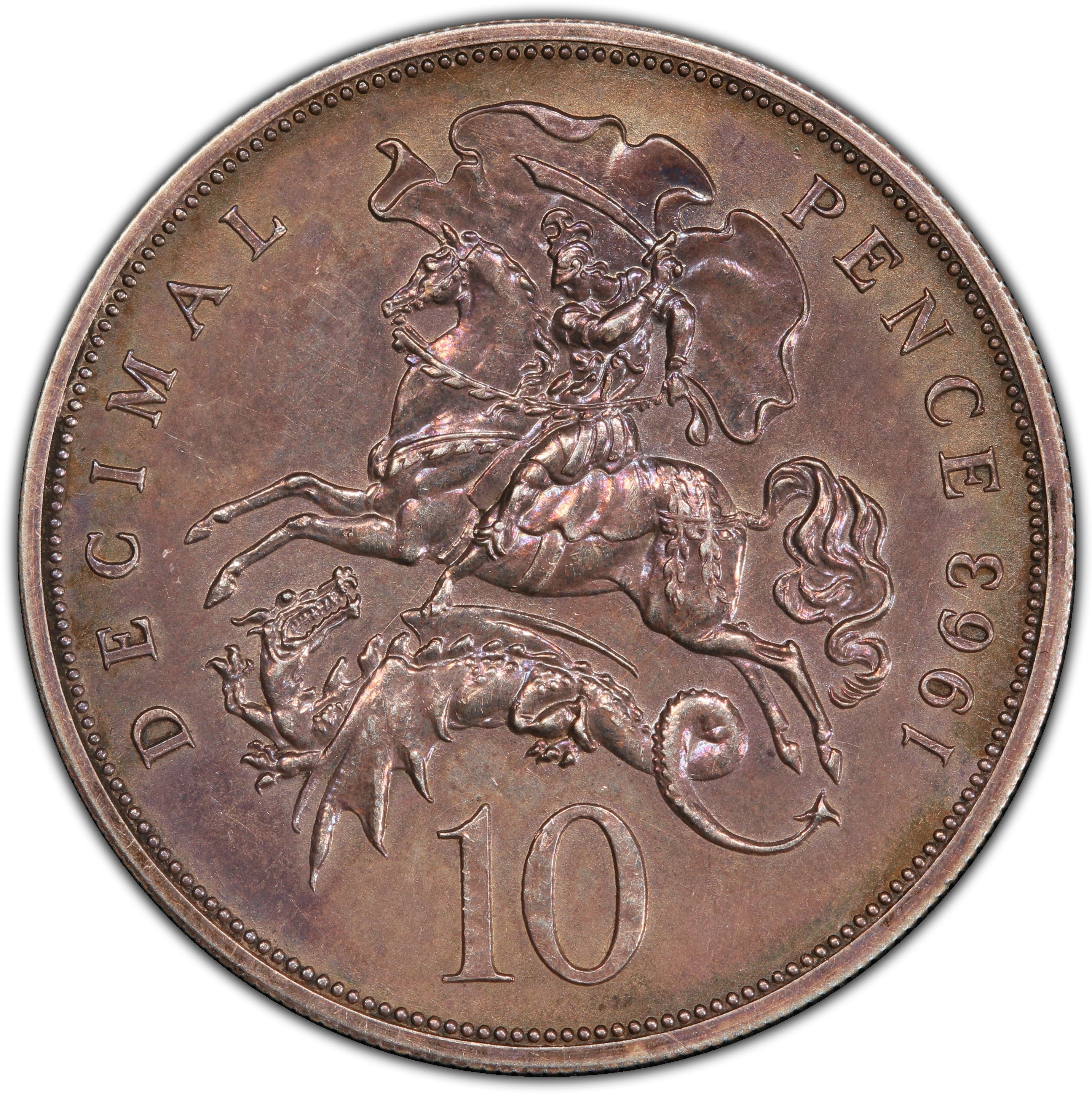 10 Decimal Pence Uniface Pattern obverse