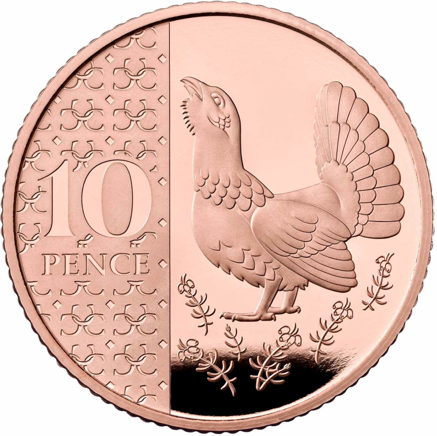 10 Pence - Charles III Capercaillie; Gold Proof reverse