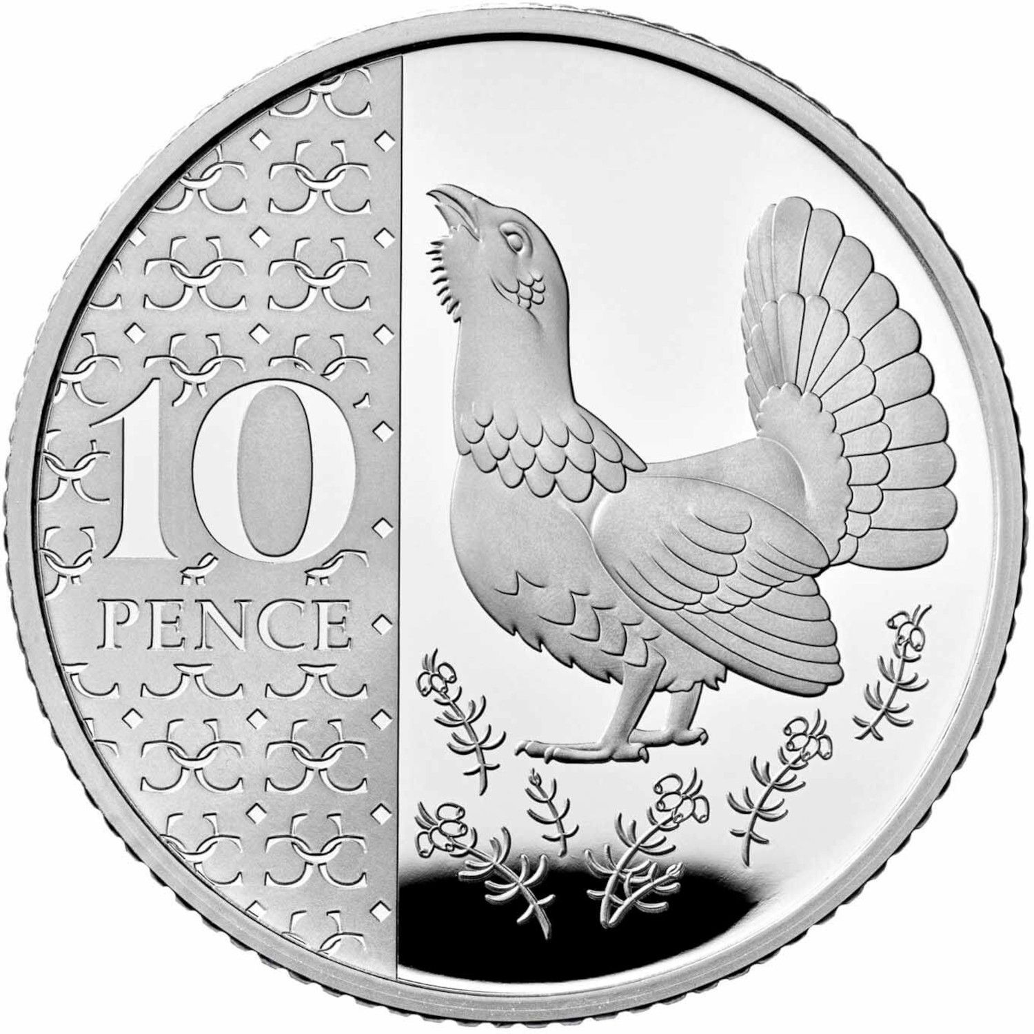 10 Pence - Charles III Capercaillie; Silver Proof reverse