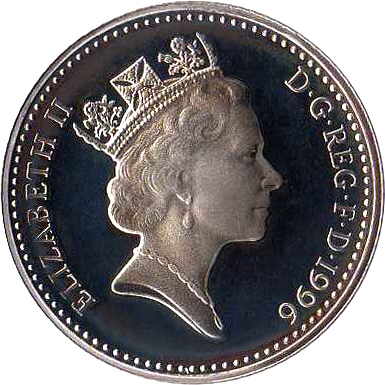 10 Pence - Elizabeth II 3rd portrait; small type; Silver Proof obverse