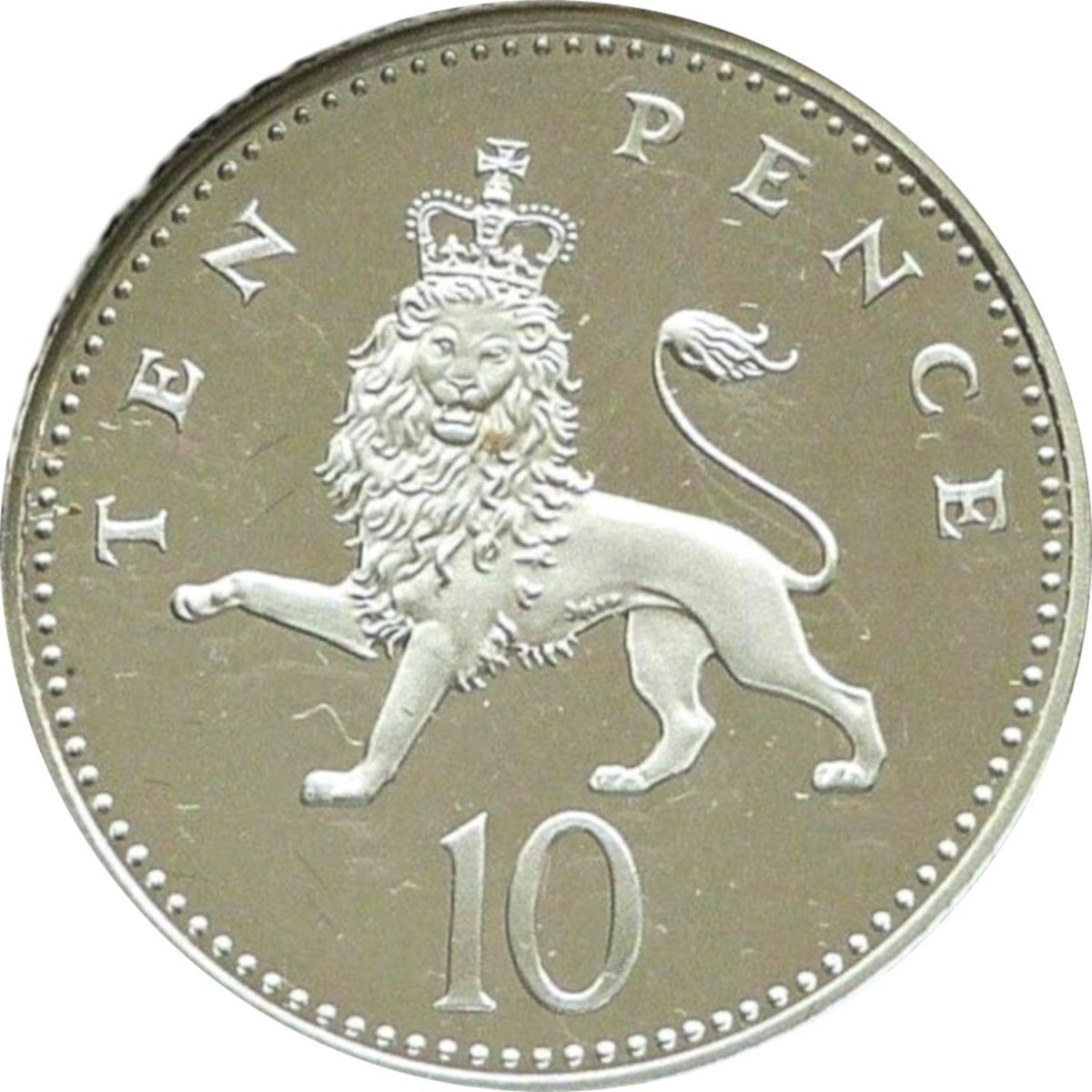 10 Pence - Elizabeth II 4th portrait; Crowned Lion Silver Proof reverse