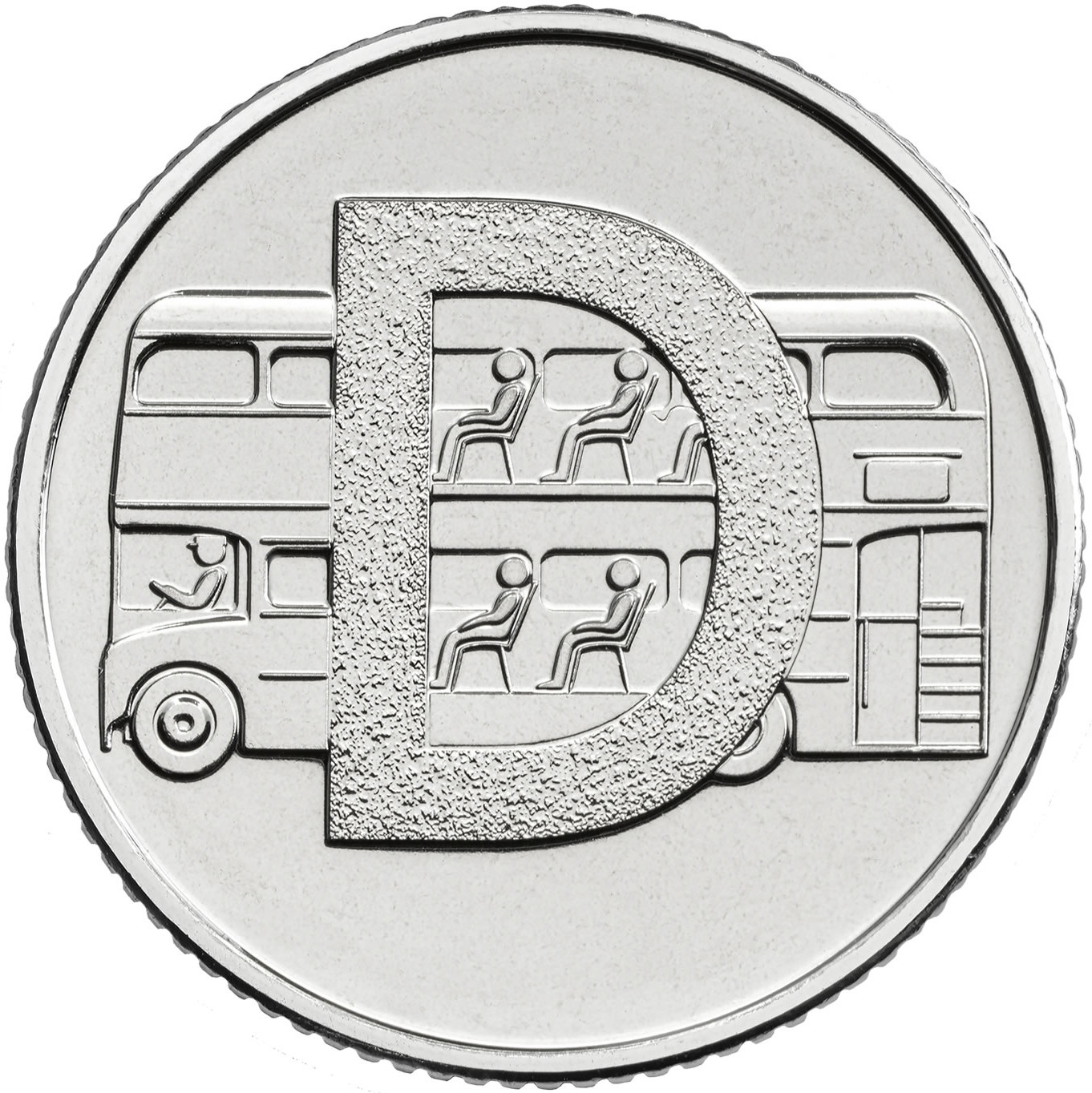 10 Pence - Elizabeth II 5th portrait; D - Double Decker Bus reverse