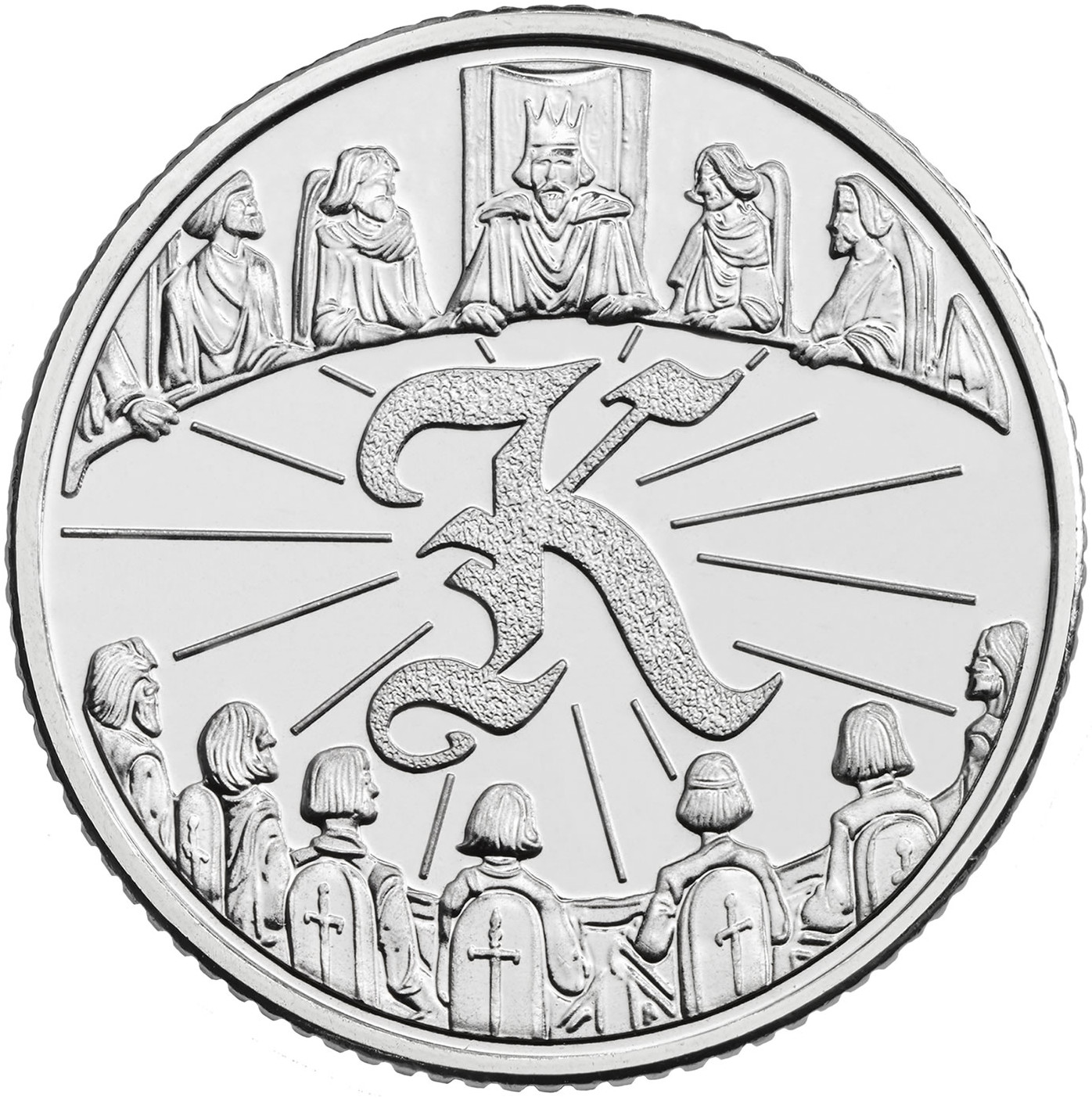 10 Pence - Elizabeth II 5th portrait; K - King Arthur reverse