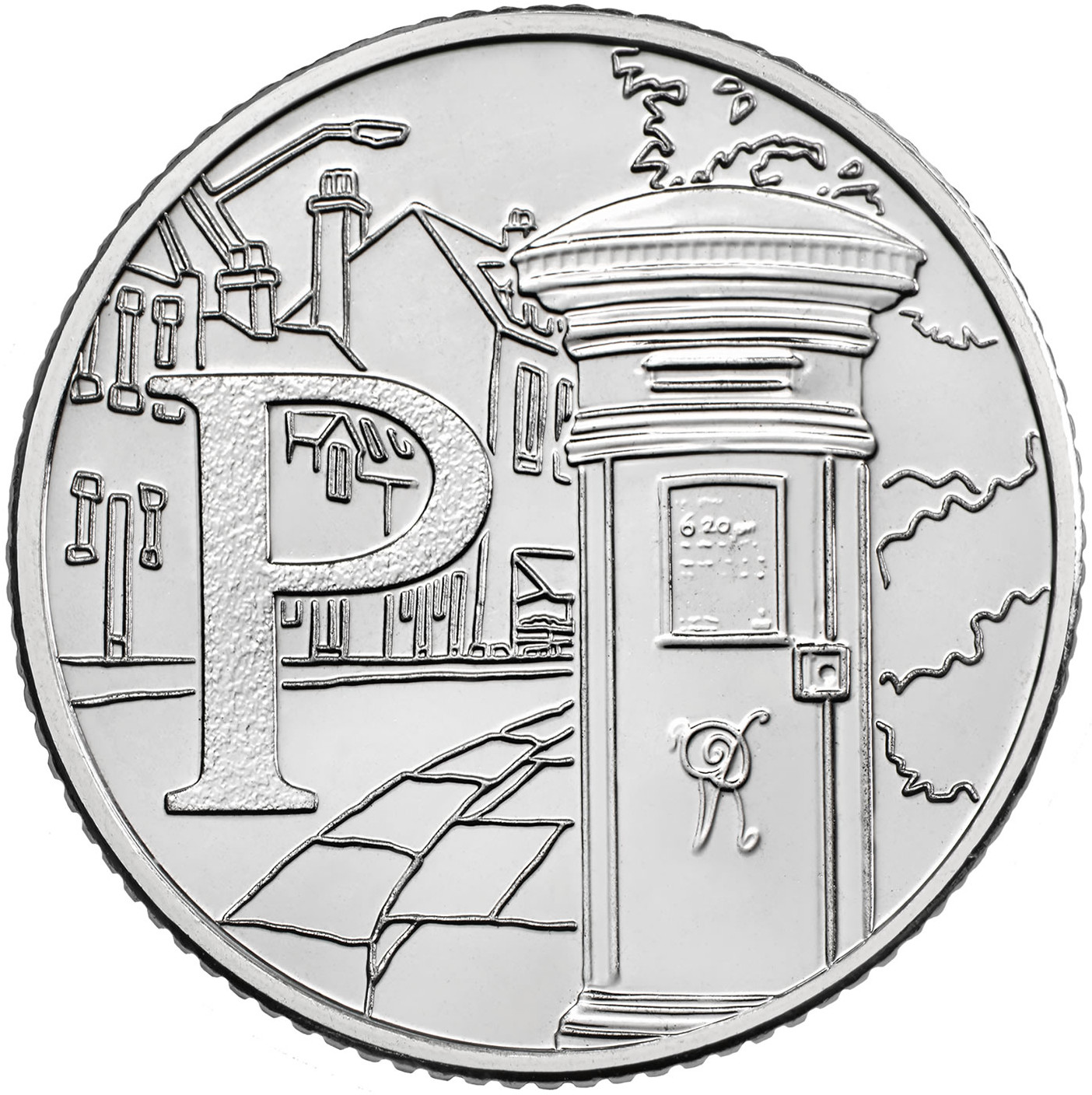 10 Pence - Elizabeth II 5th portrait; P - Post Box reverse