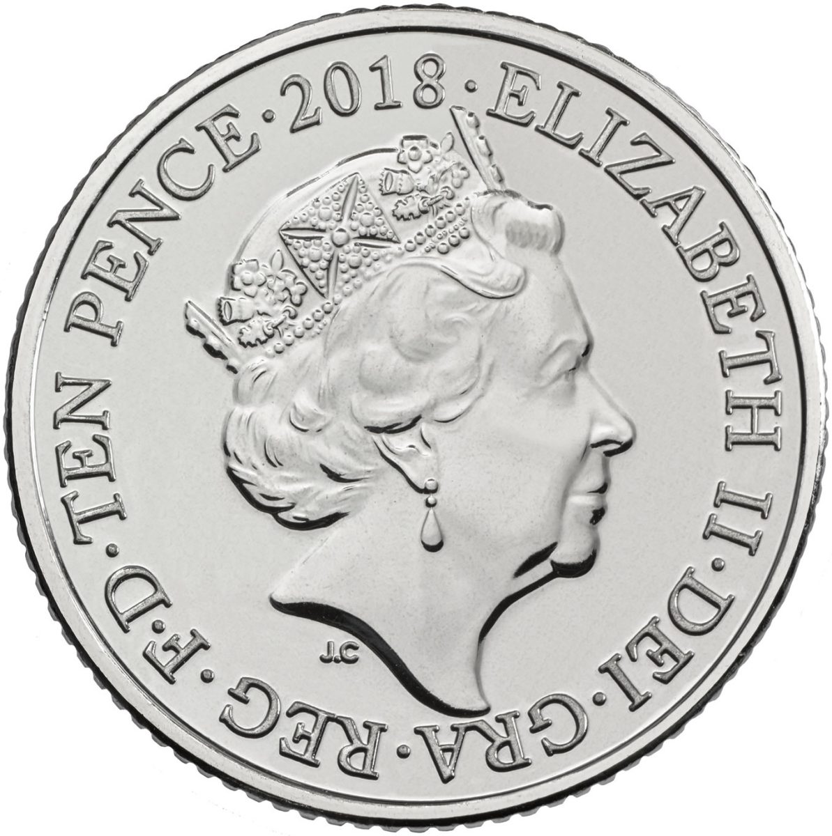 10 Pence - Elizabeth II 5th portrait; U - Union Flag obverse