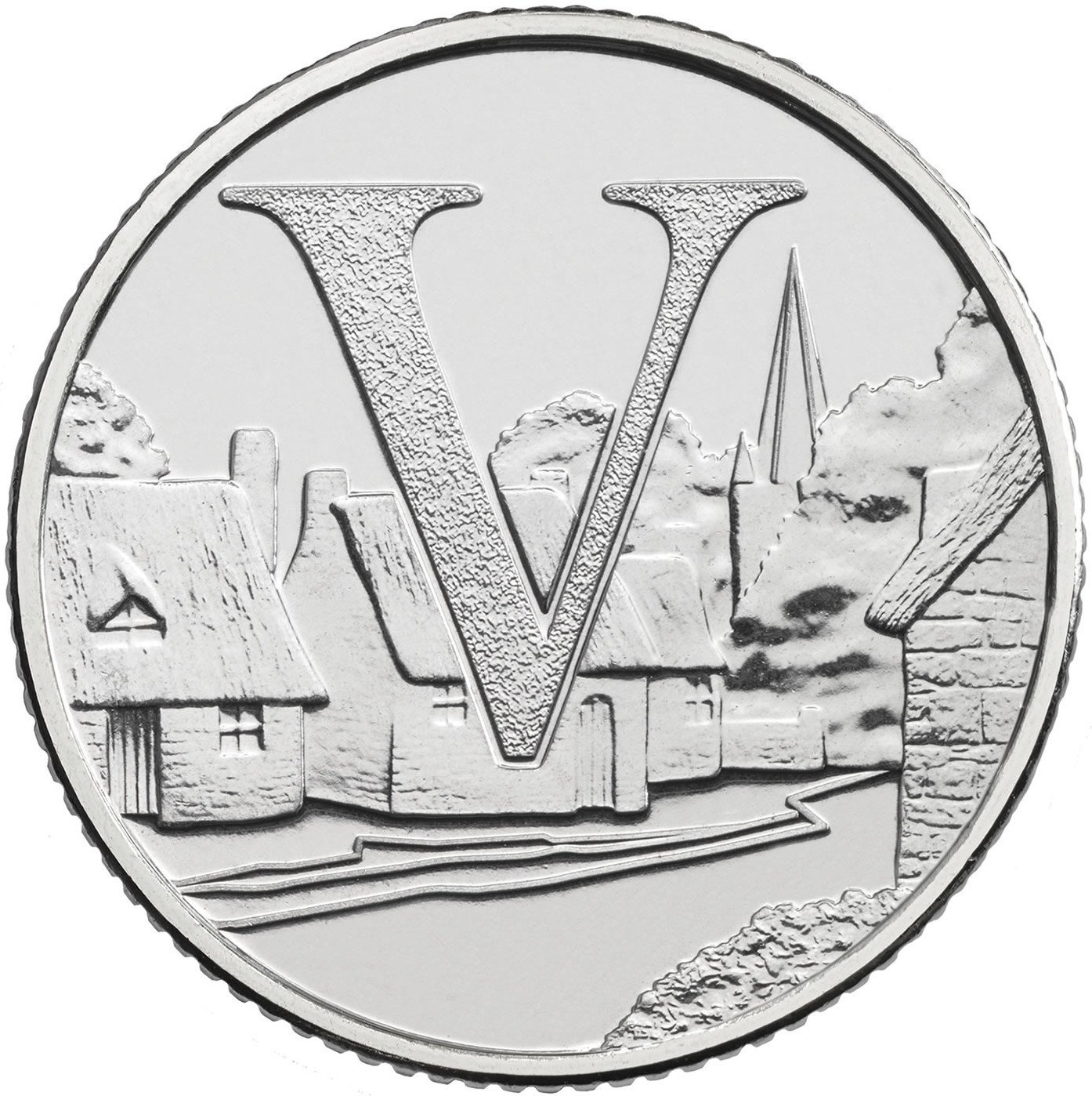 10 Pence - Elizabeth II 5th portrait; V - Village reverse