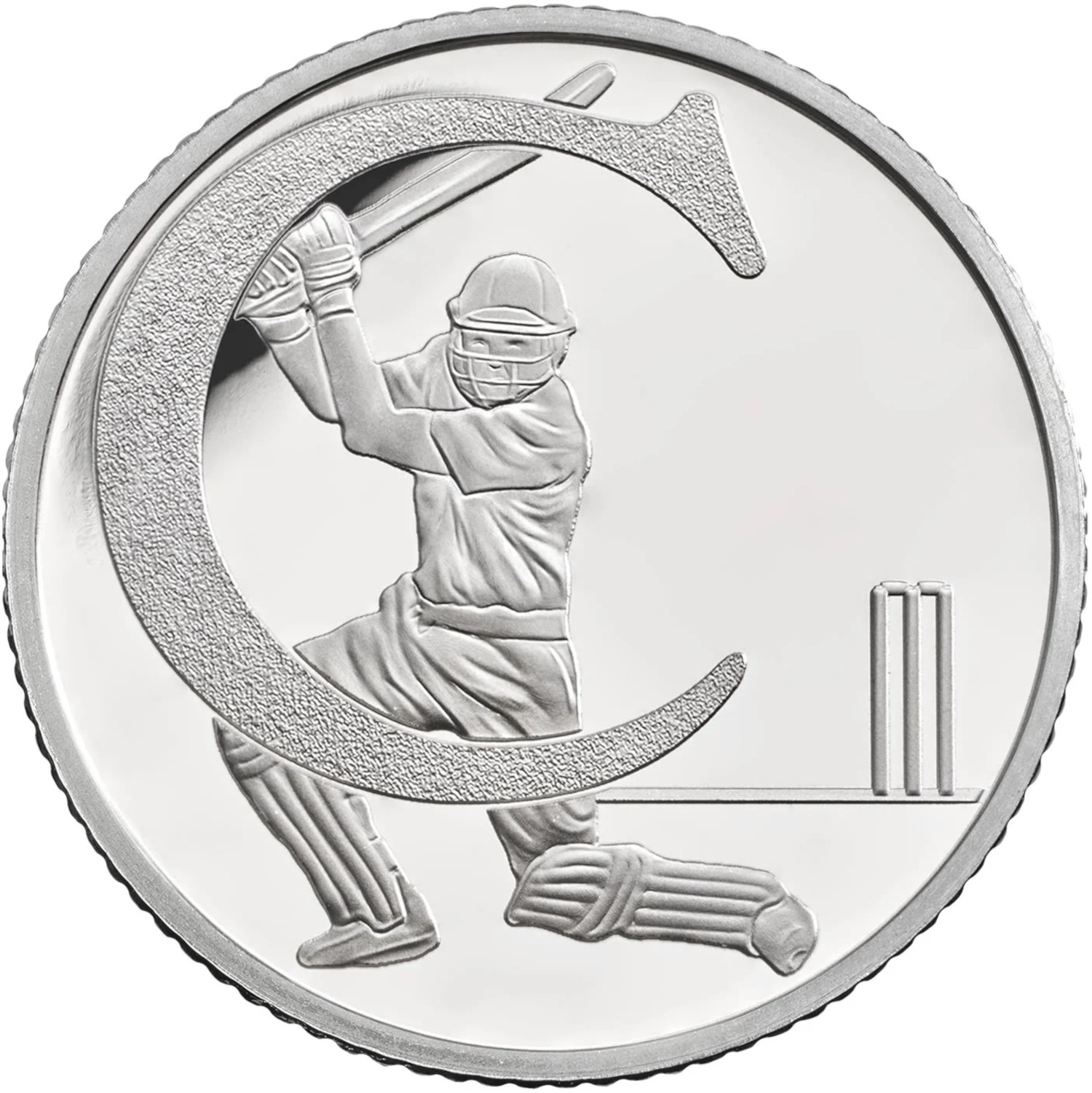 10 Pence - Elizabeth II C - Cricket; Silver Proof reverse