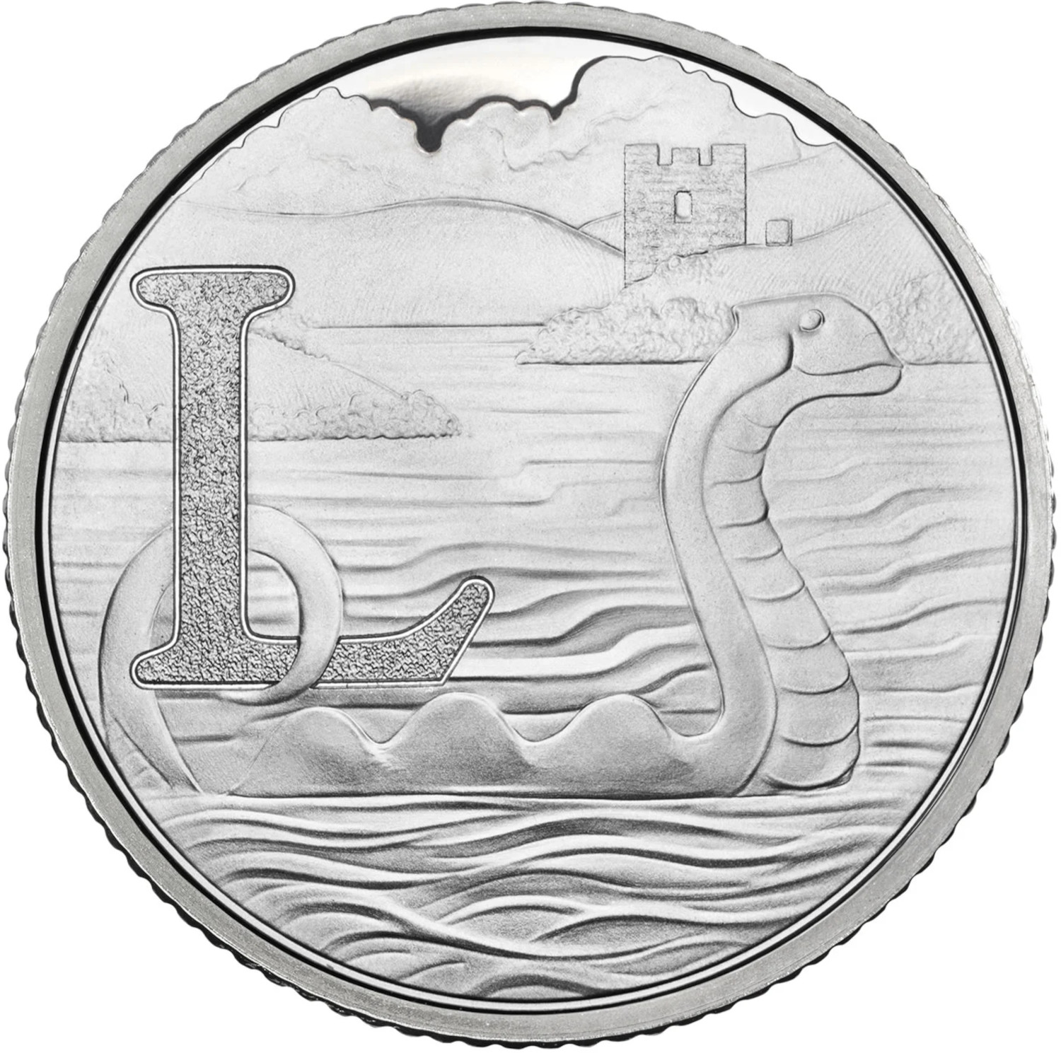 10 Pence - Elizabeth II L - Loch Ness Monster; Silver Proof reverse