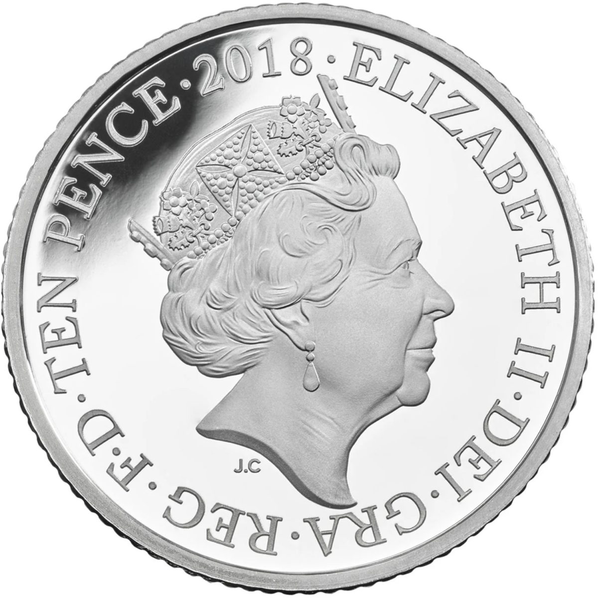 10 Pence - Elizabeth II U - Union Flag; Silver Proof obverse