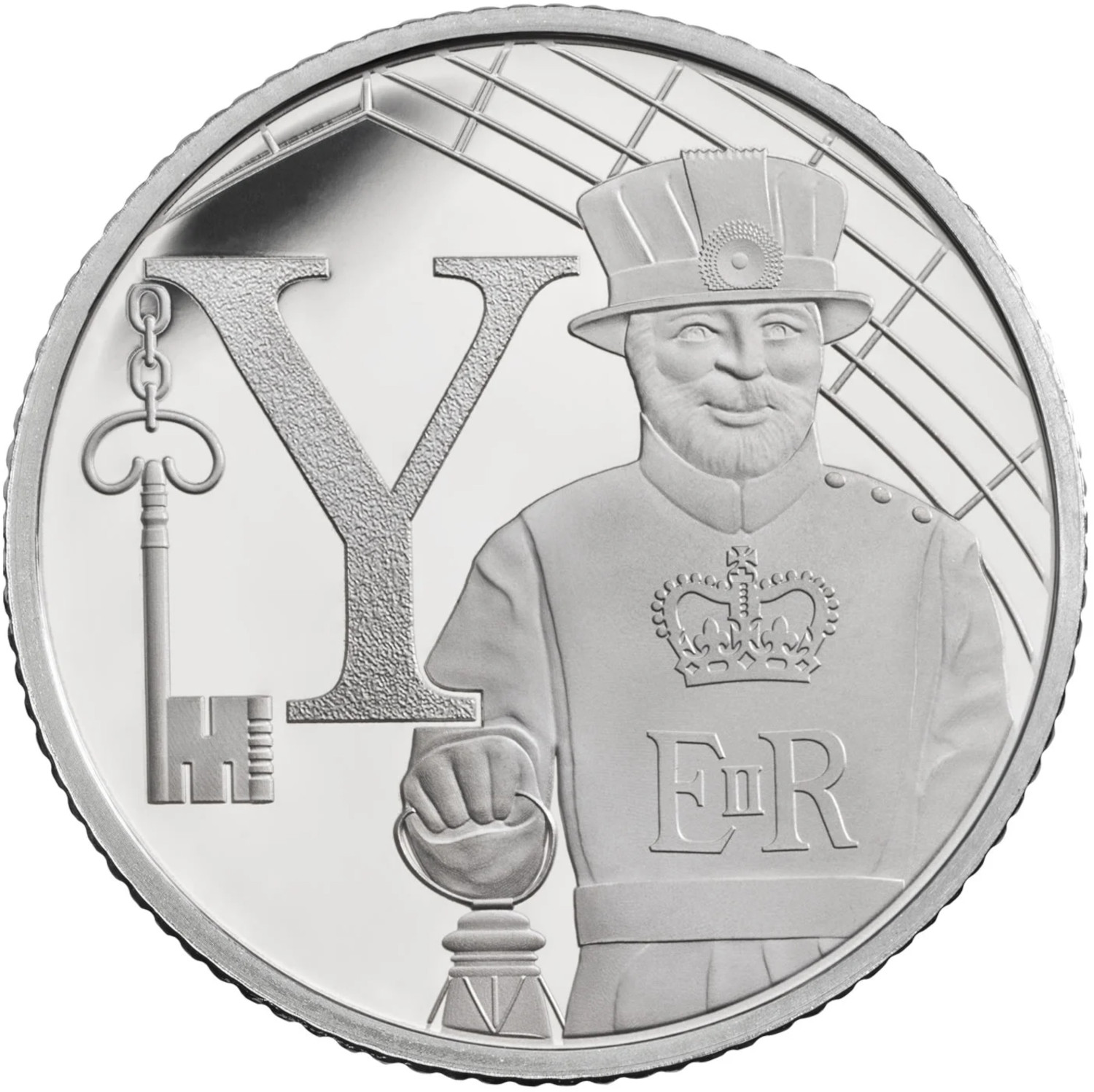 10 Pence - Elizabeth II Y - Yeoman Warder; Silver Proof reverse