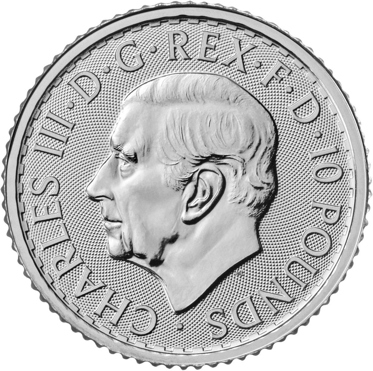 10 Pounds - Charles III 1/10th oz Fine Platinum obverse