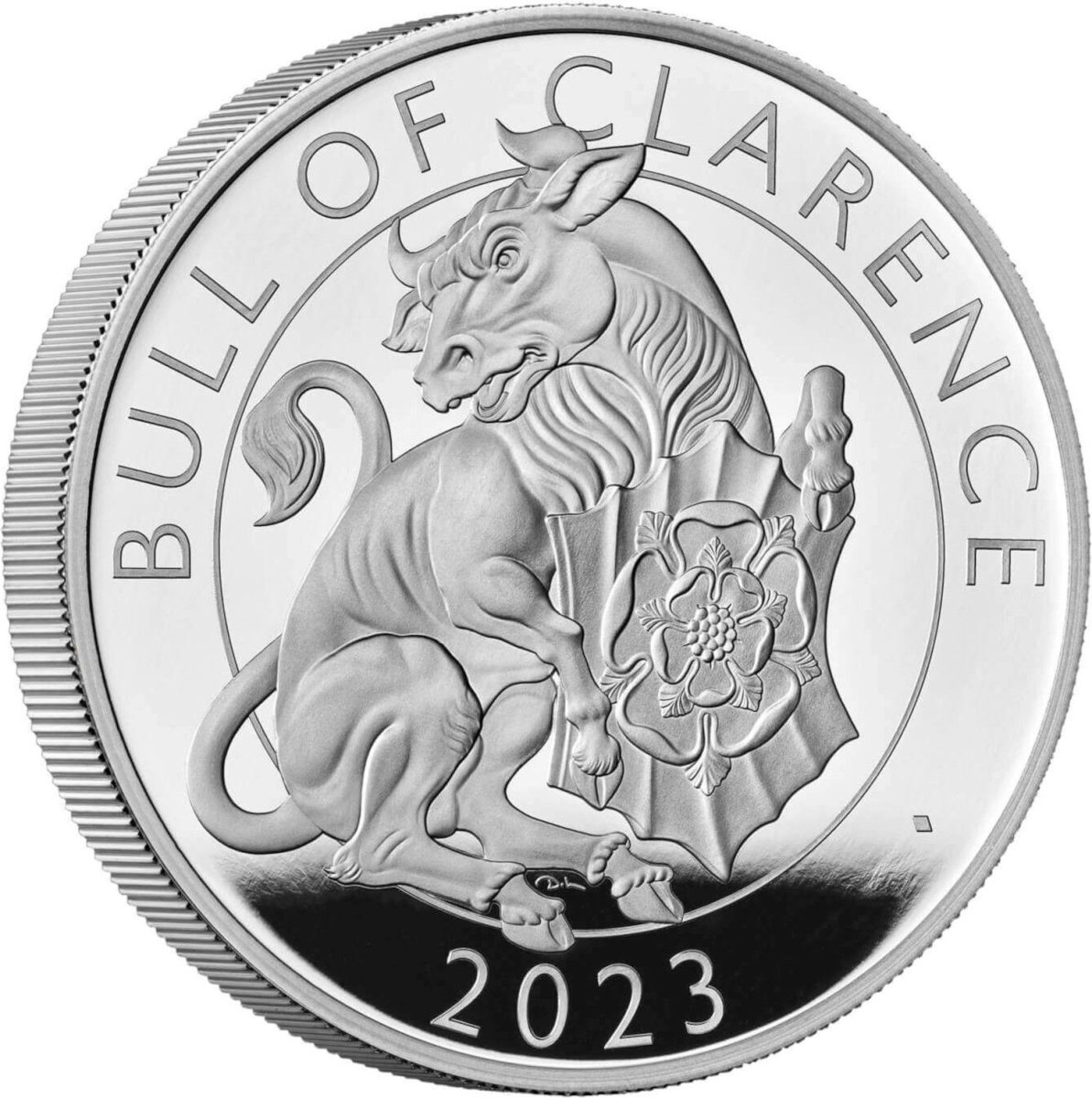 10 Pounds - Charles III Bull of Clarence; Silver Proof reverse