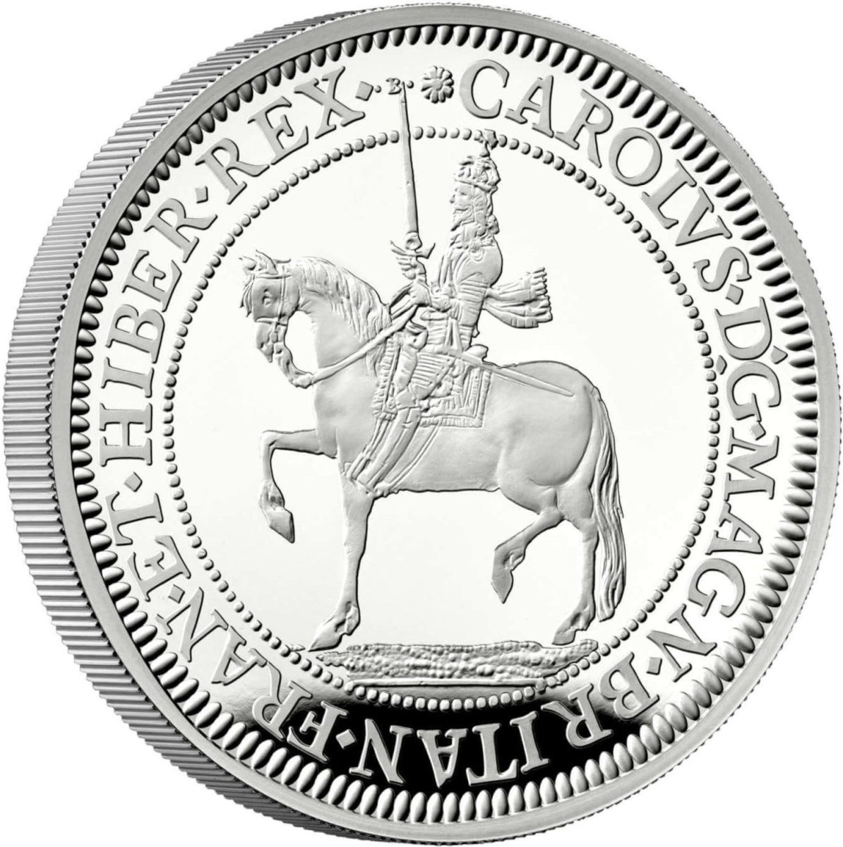 10 Pounds - Charles III Charles I; Silver Proof reverse