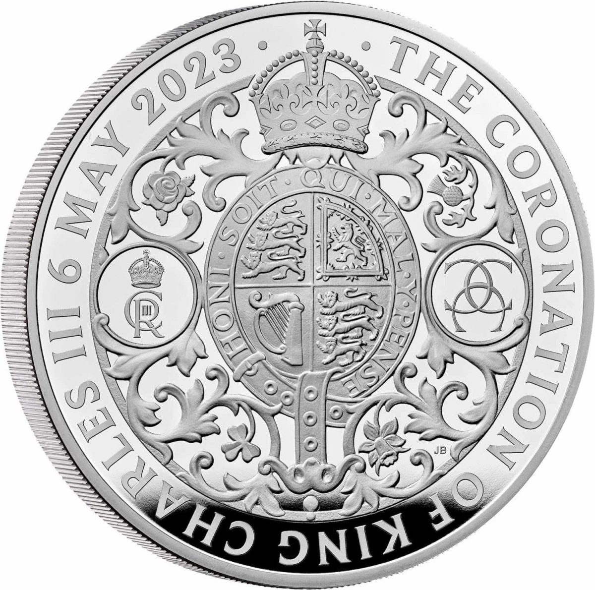 10 Pounds - Charles III Coronation; Silver Proof reverse