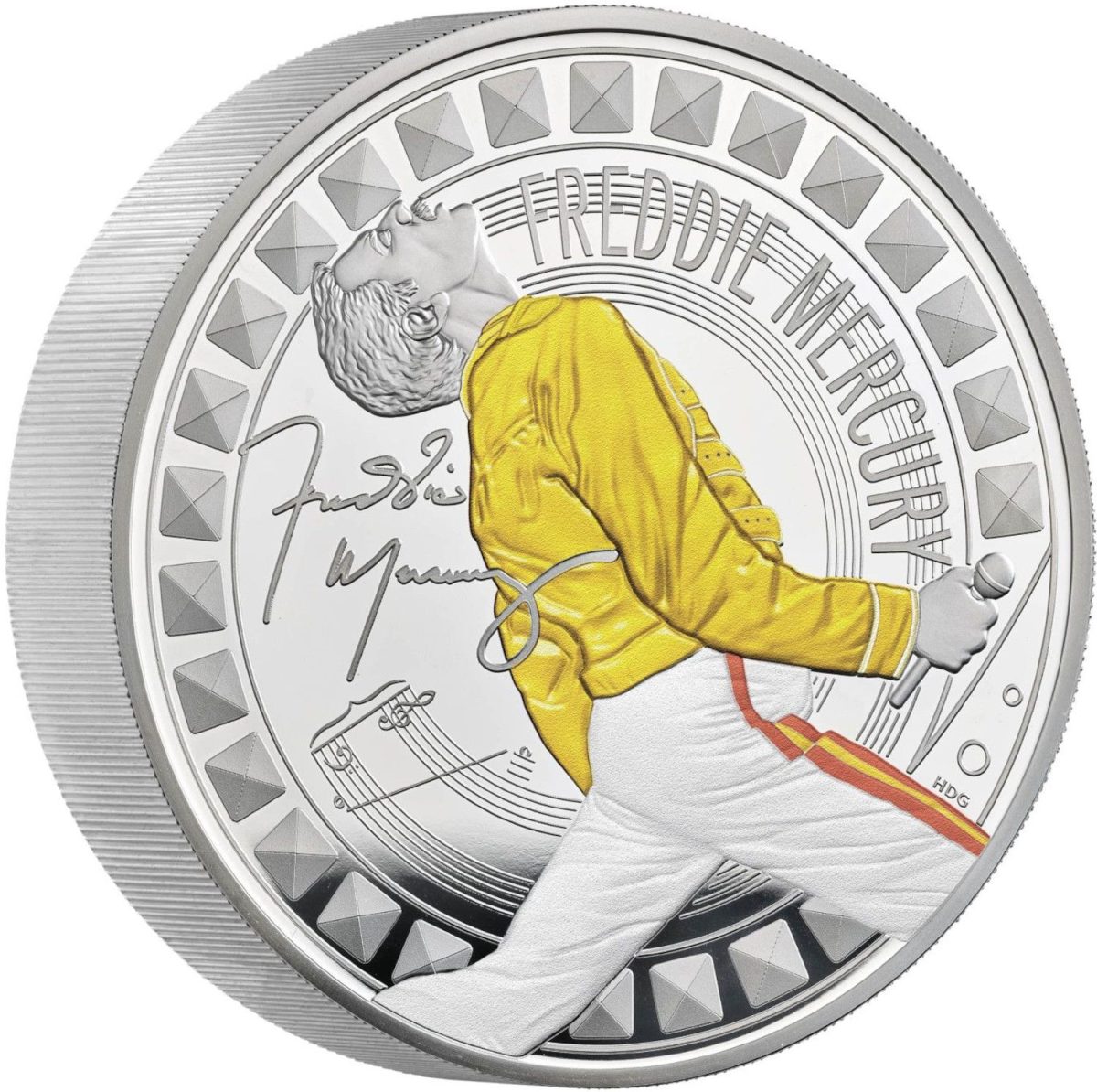 10 Pounds - Charles III Freddie Mercury; Silver Piedfort