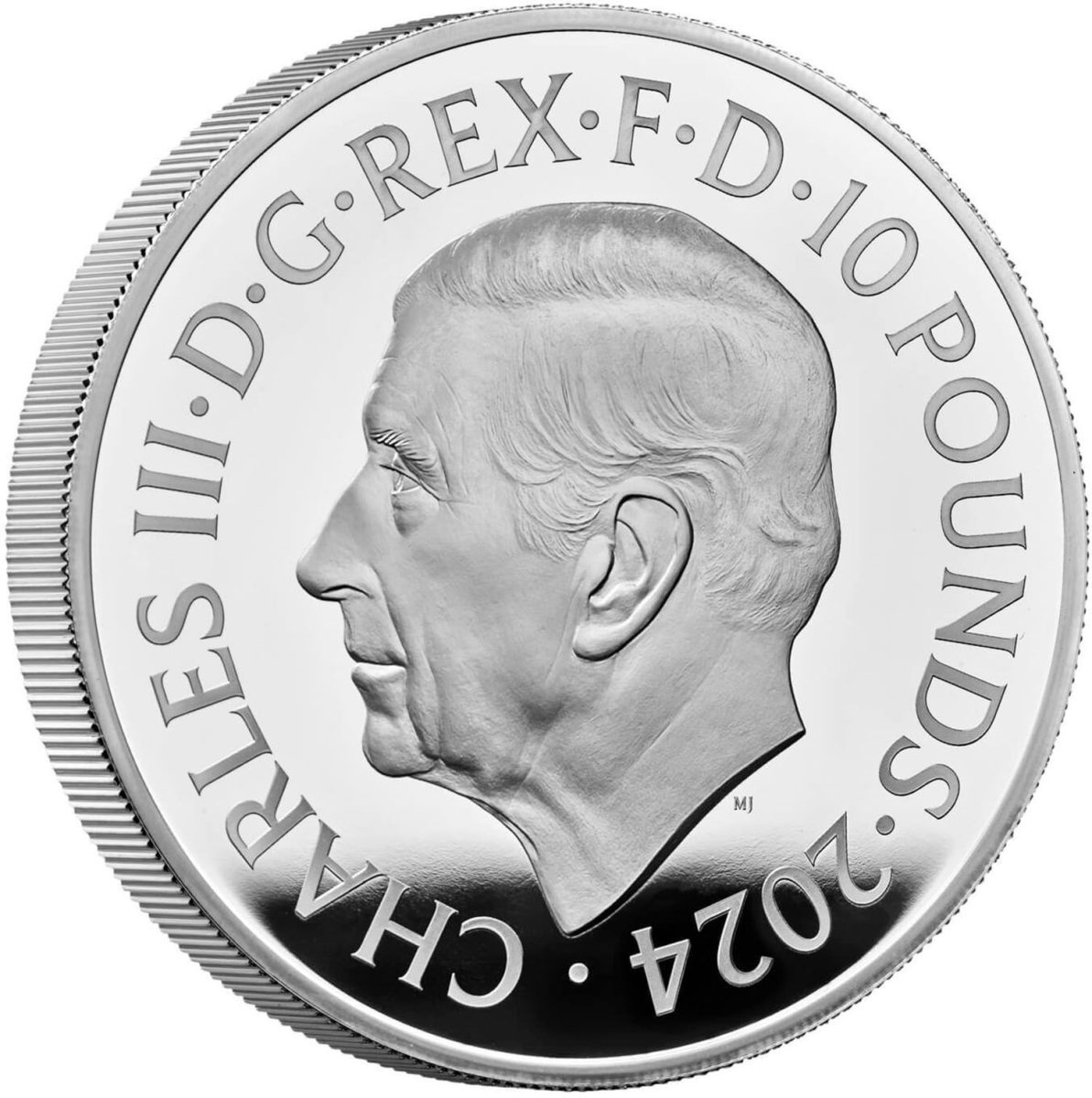 10 Pounds - Charles III George Michael; Silver Proof obverse