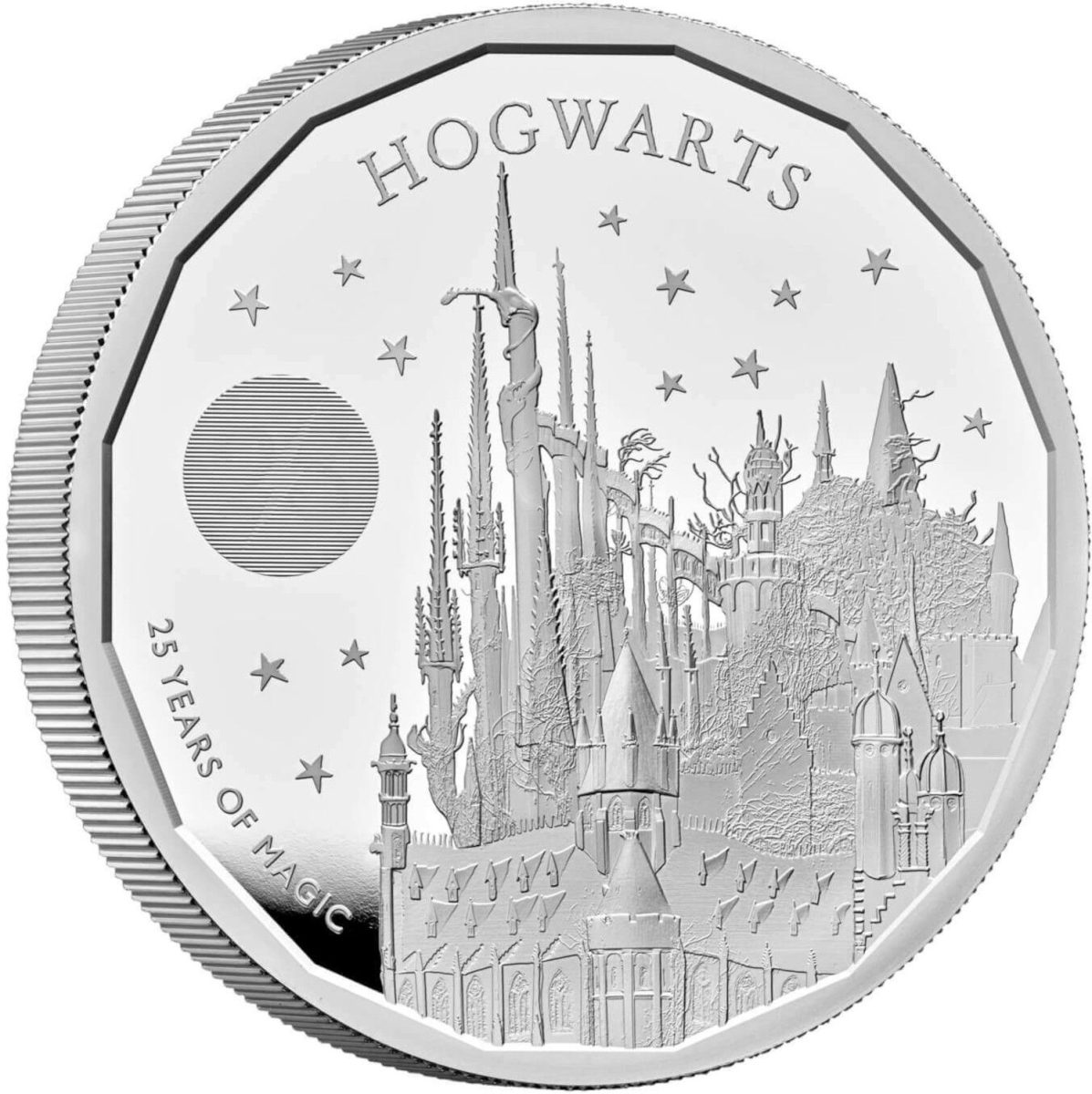 10 Pounds - Charles III Hogwarts Castle; Silver Proof reverse