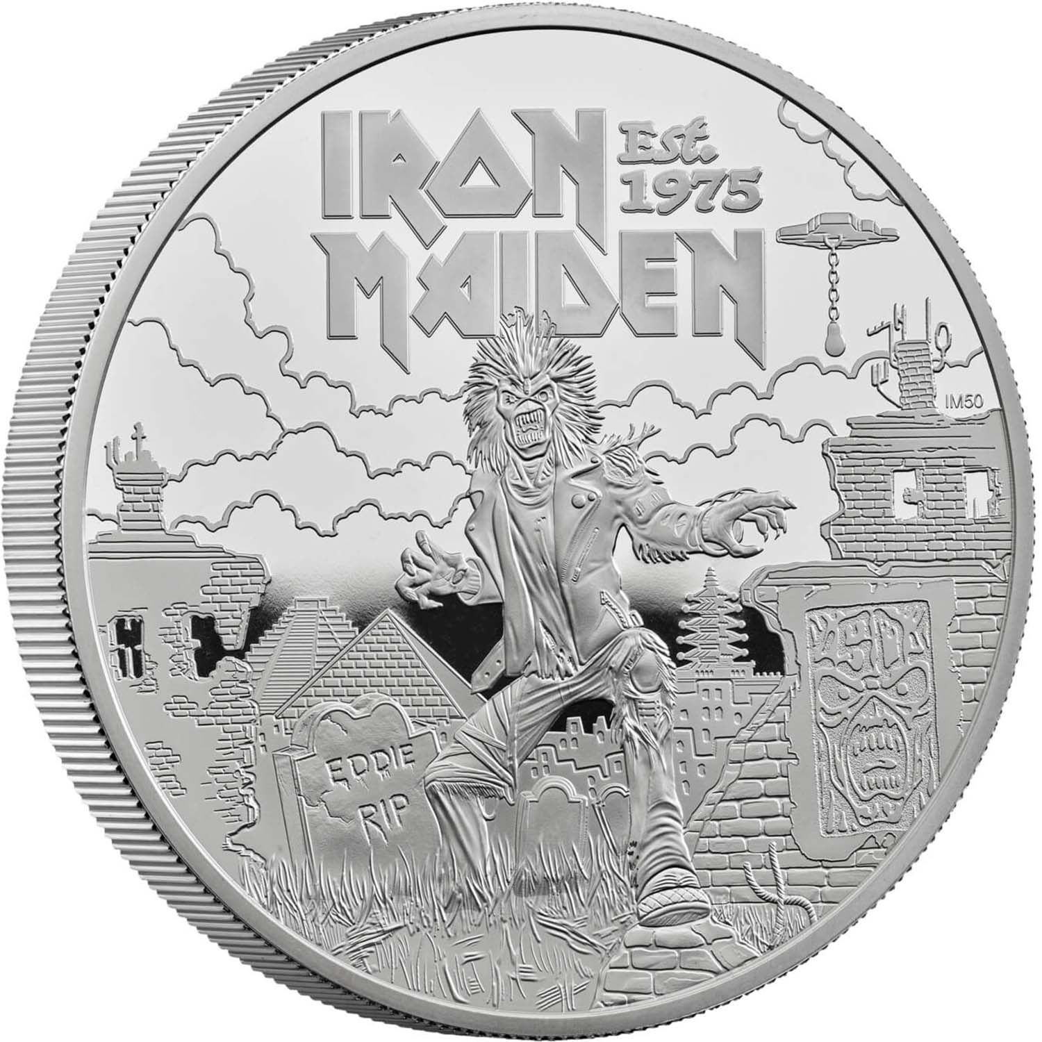 10 Pounds - Charles III Iron Maiden; Silver Proof reverse