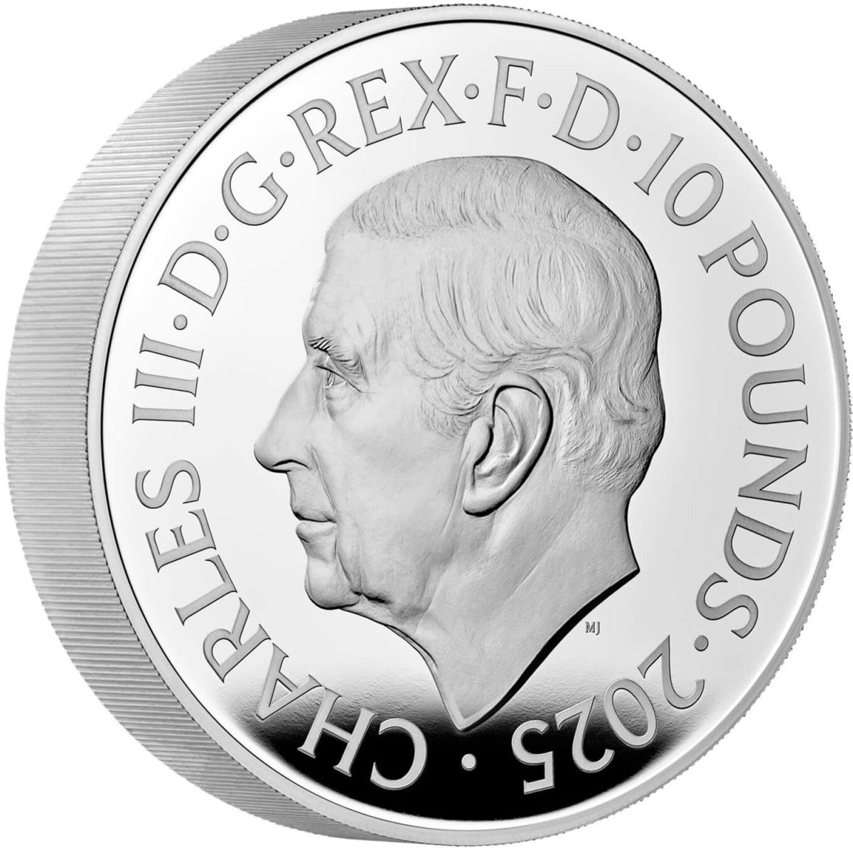 10 Pounds - Charles III John Lennon; Silver Piedfort obverse