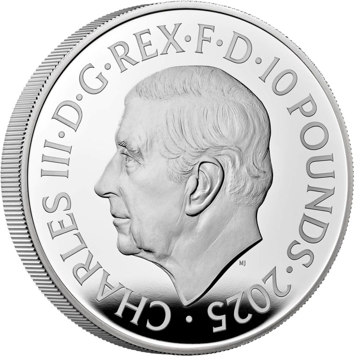 10 Pounds - Charles III John Lennon; Silver Proof obverse