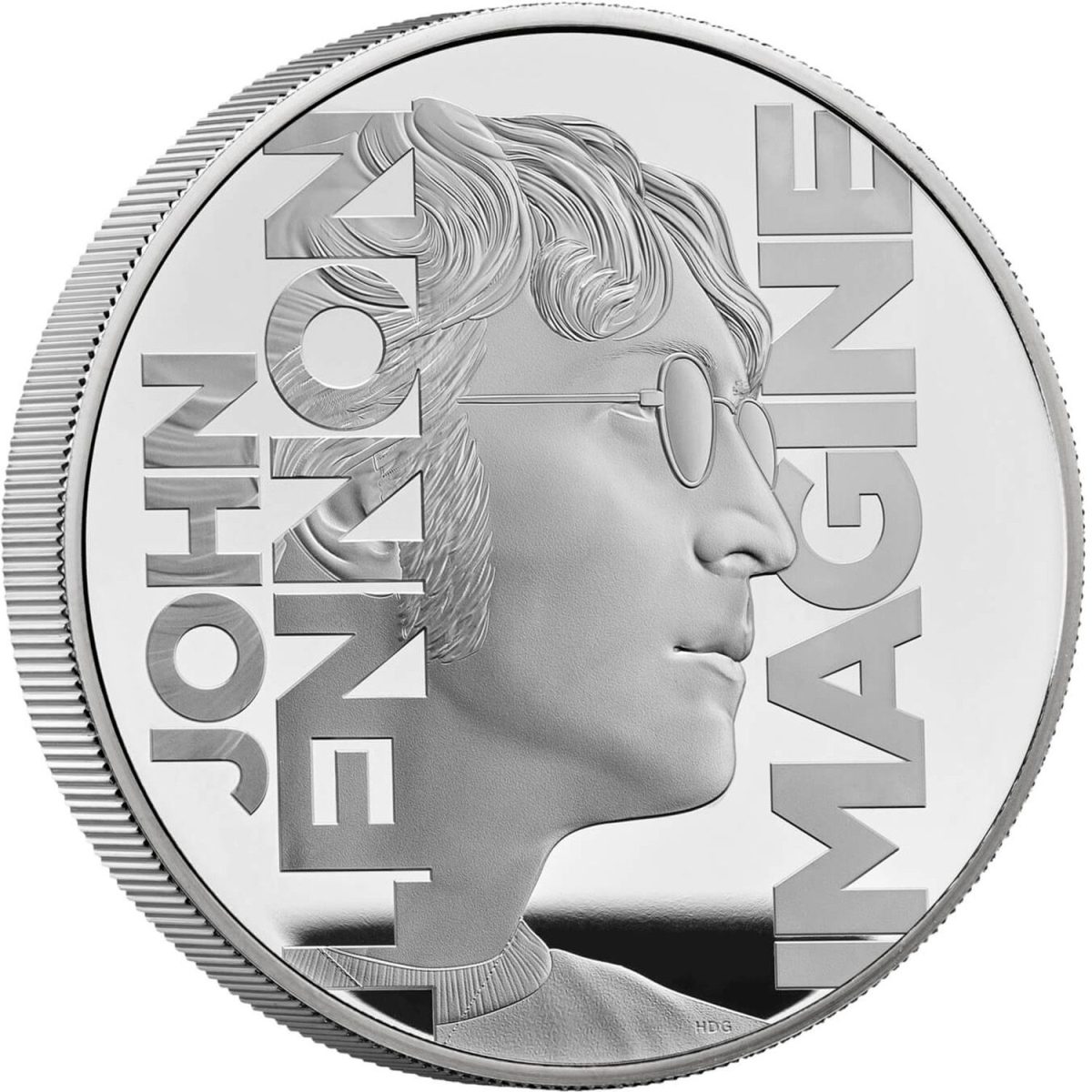 10 Pounds - Charles III John Lennon; Silver Proof reverse