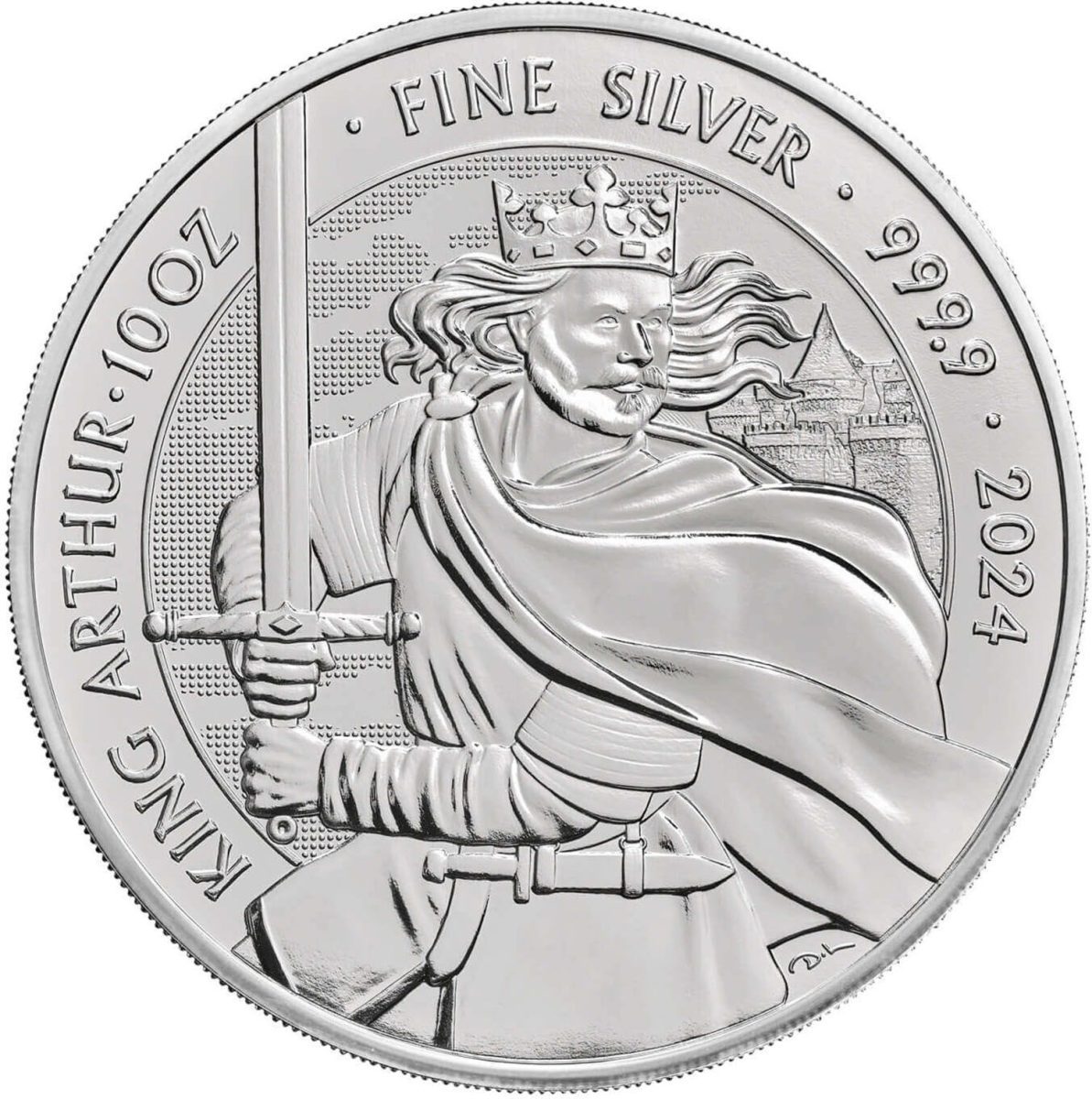 10 Pounds - Charles III King Arthur; 10 oz Fine Silver reverse