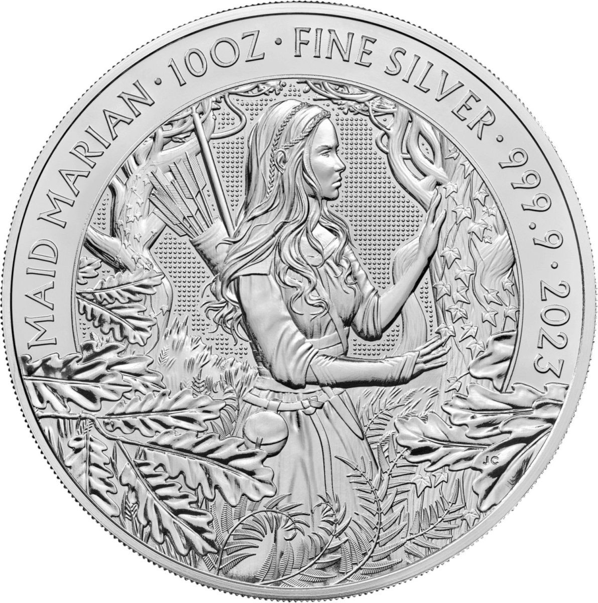 10 Pounds - Charles III Maid Marian; 10 oz Fine Silver reverse