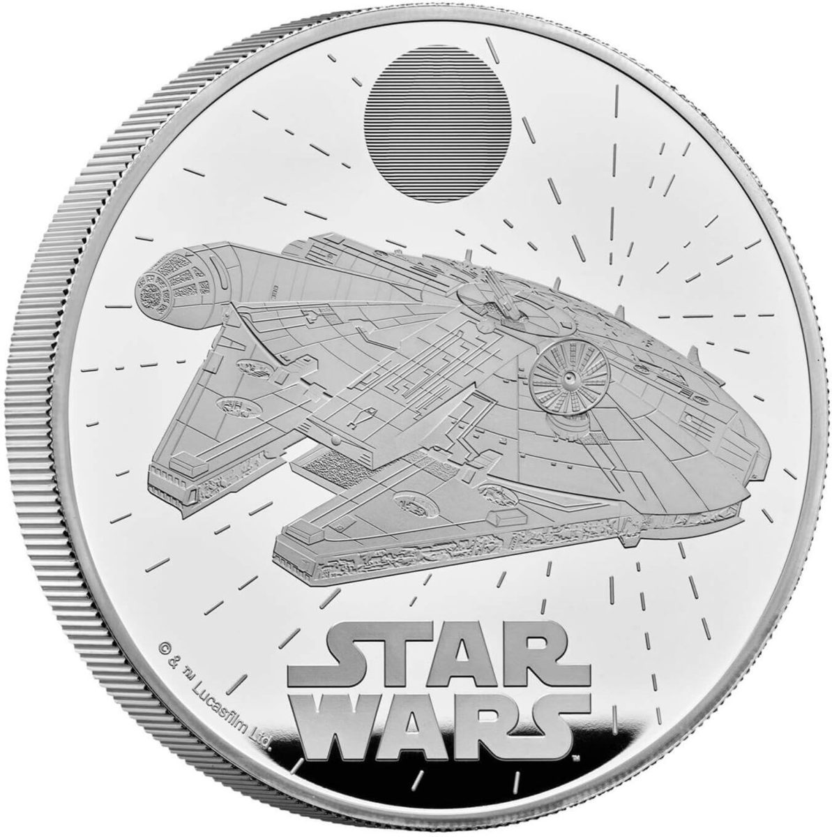 10 Pounds - Charles III Millennium Falcon; Silver Proof reverse