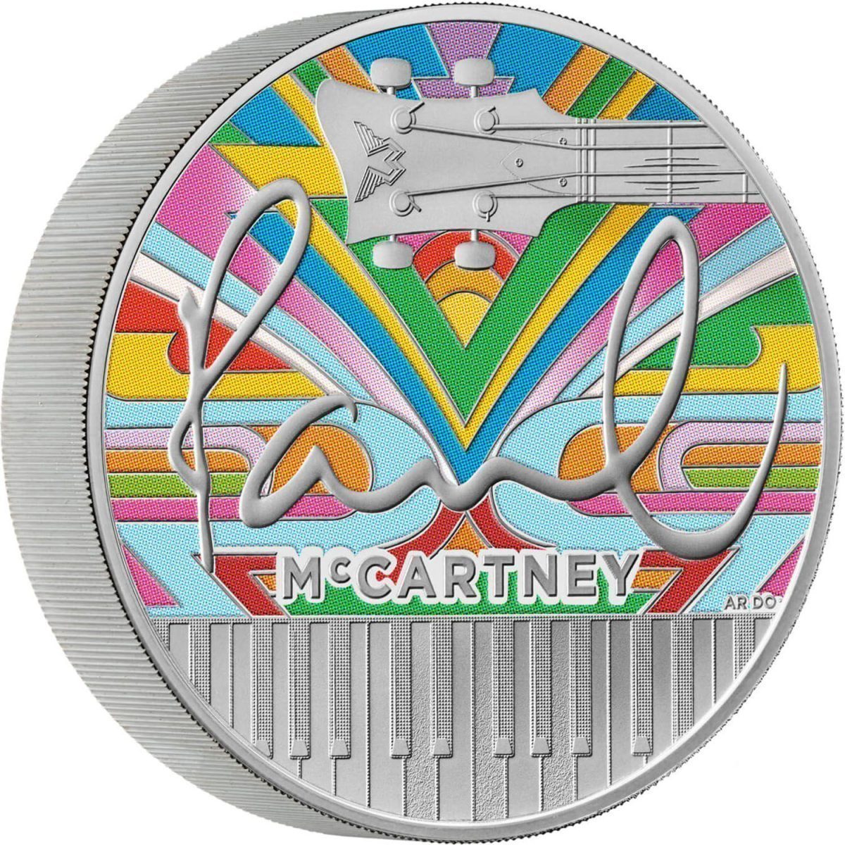 10 Pounds - Charles III Paul McCartney; Silver Piedfort reverse