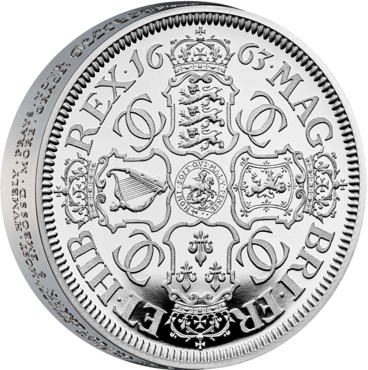 10 Pounds - Charles III Petition Crown, Shields; Silver Piedfort
