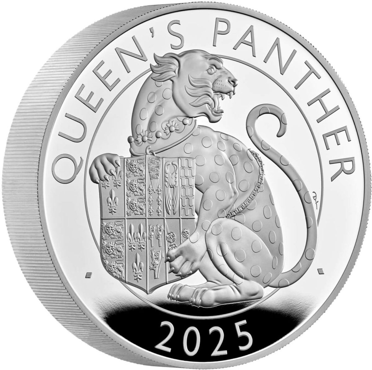 10 Pounds - Charles III Queen's Panther; Silver Piedfort reverse