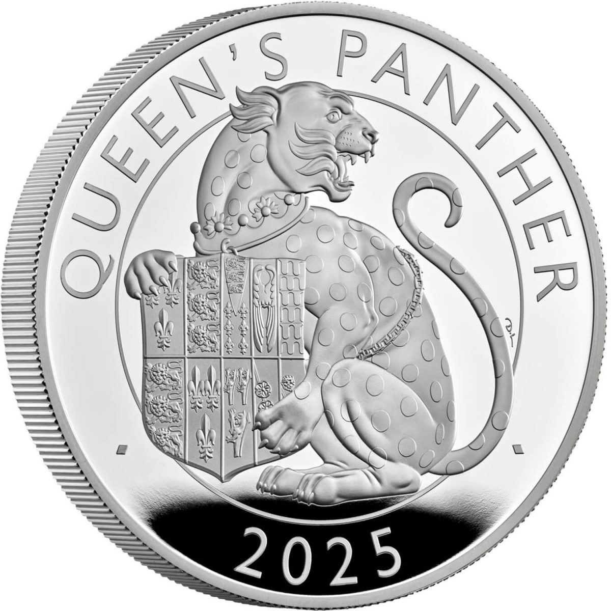 10 Pounds - Charles III Queen's Panther; Silver Proof reverse