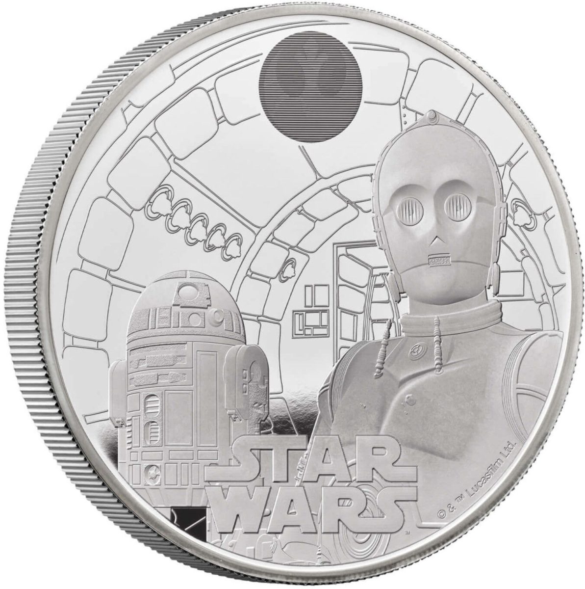 10 Pounds - Charles III R2D2 and C3PO; Silver Proof reverse