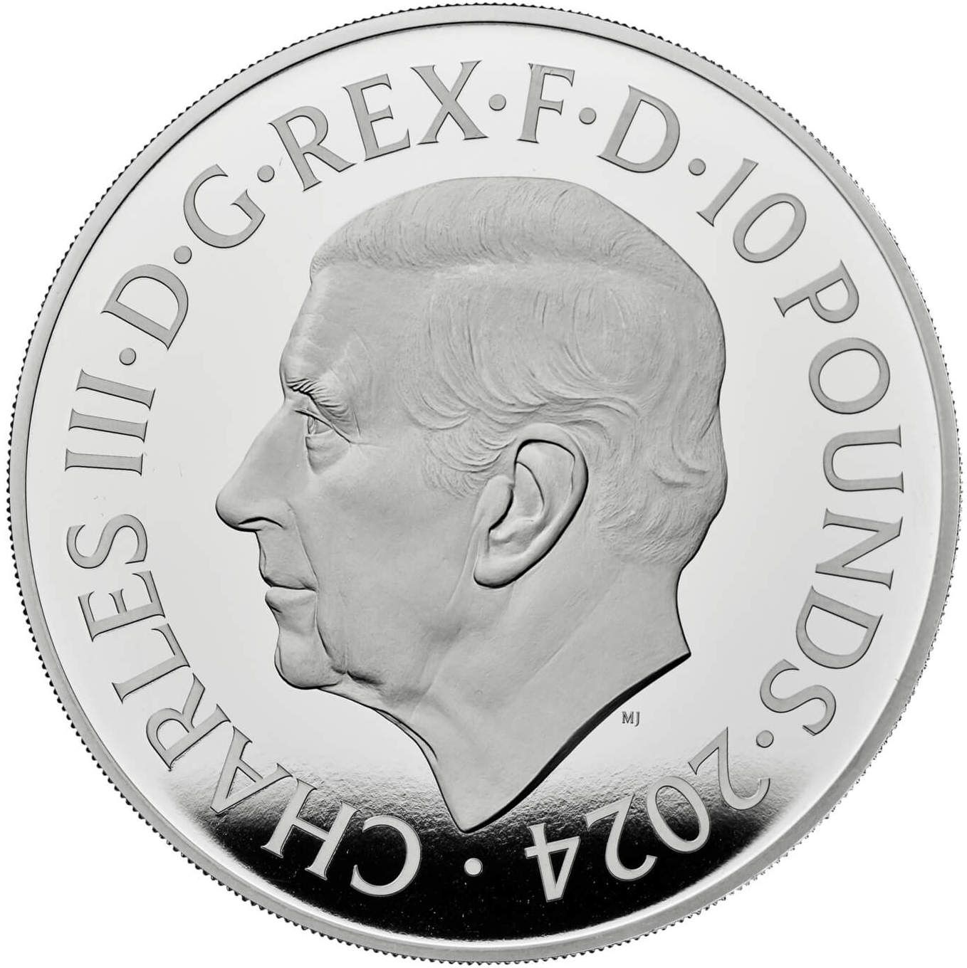 10 Pounds - Charles III Seymour Unicorn; Silver Piedfort obverse