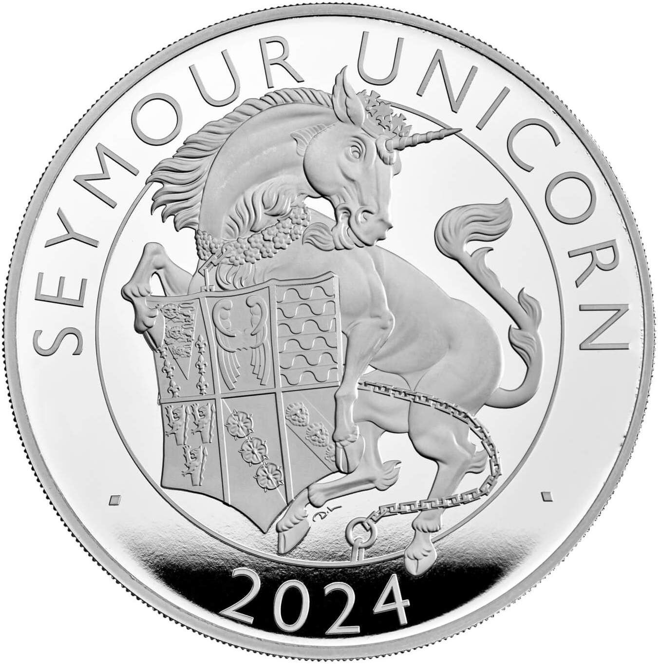 10 Pounds - Charles III Seymour Unicorn; Silver Piedfort reverse