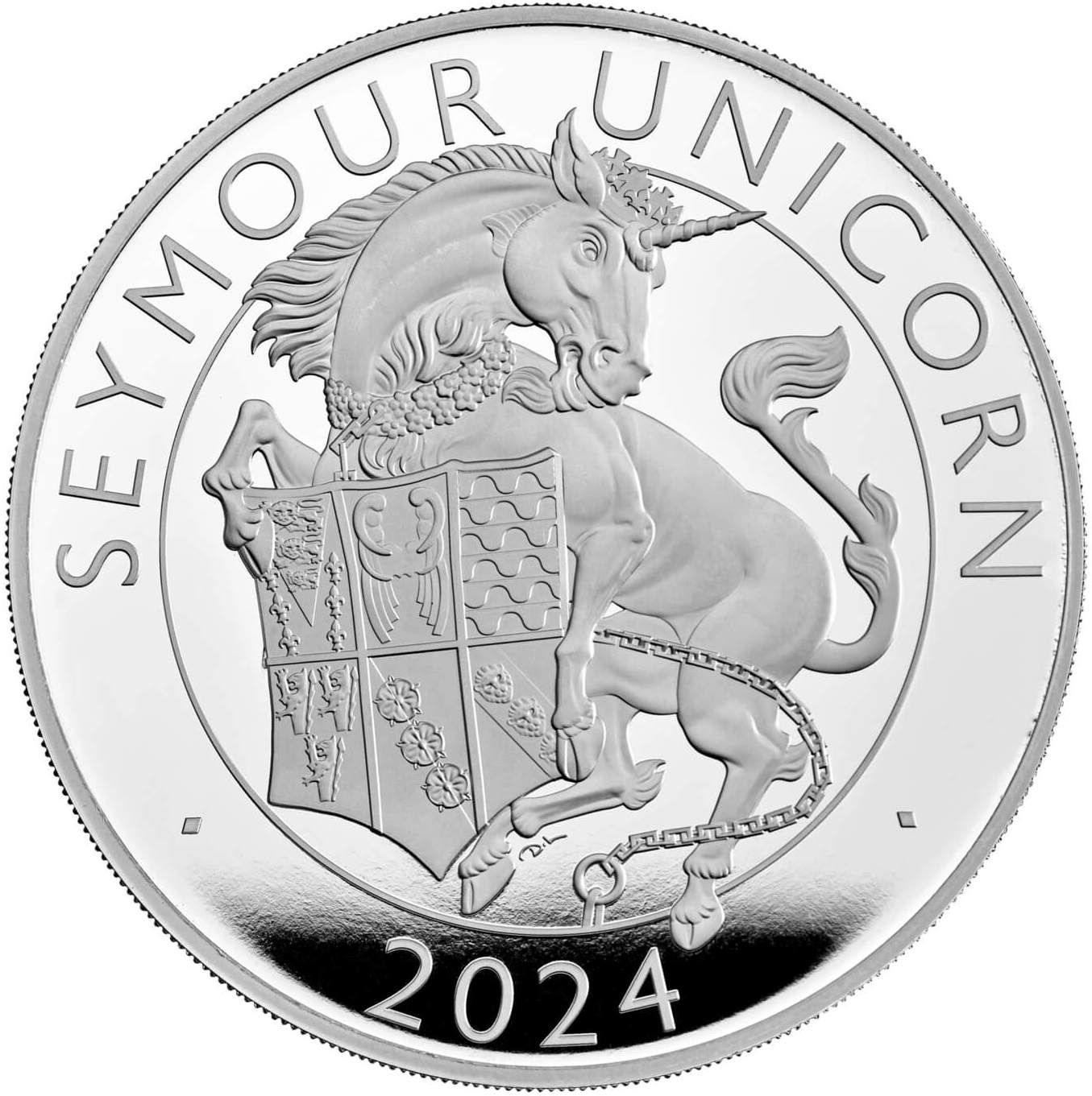 10 Pounds - Charles III Seymour Unicorn; Silver Proof reverse
