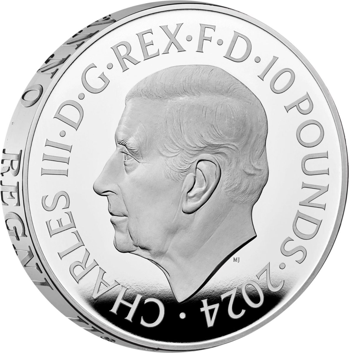 10 Pounds - Charles III St George & The Dragon; Silver Proof obverse