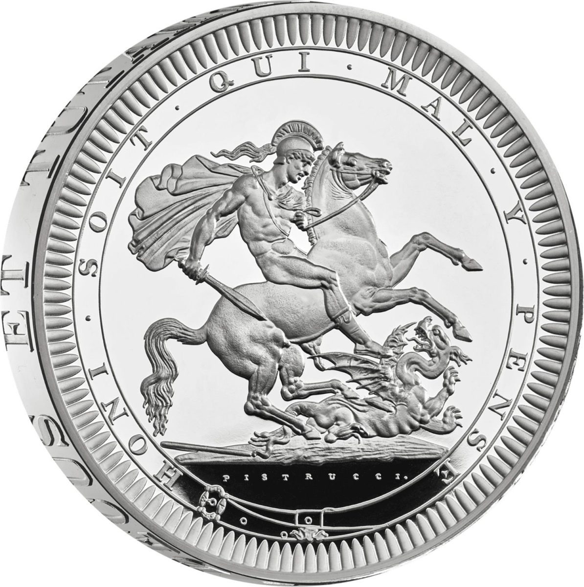 10 Pounds - Charles III St George & The Dragon; Silver Proof reverse