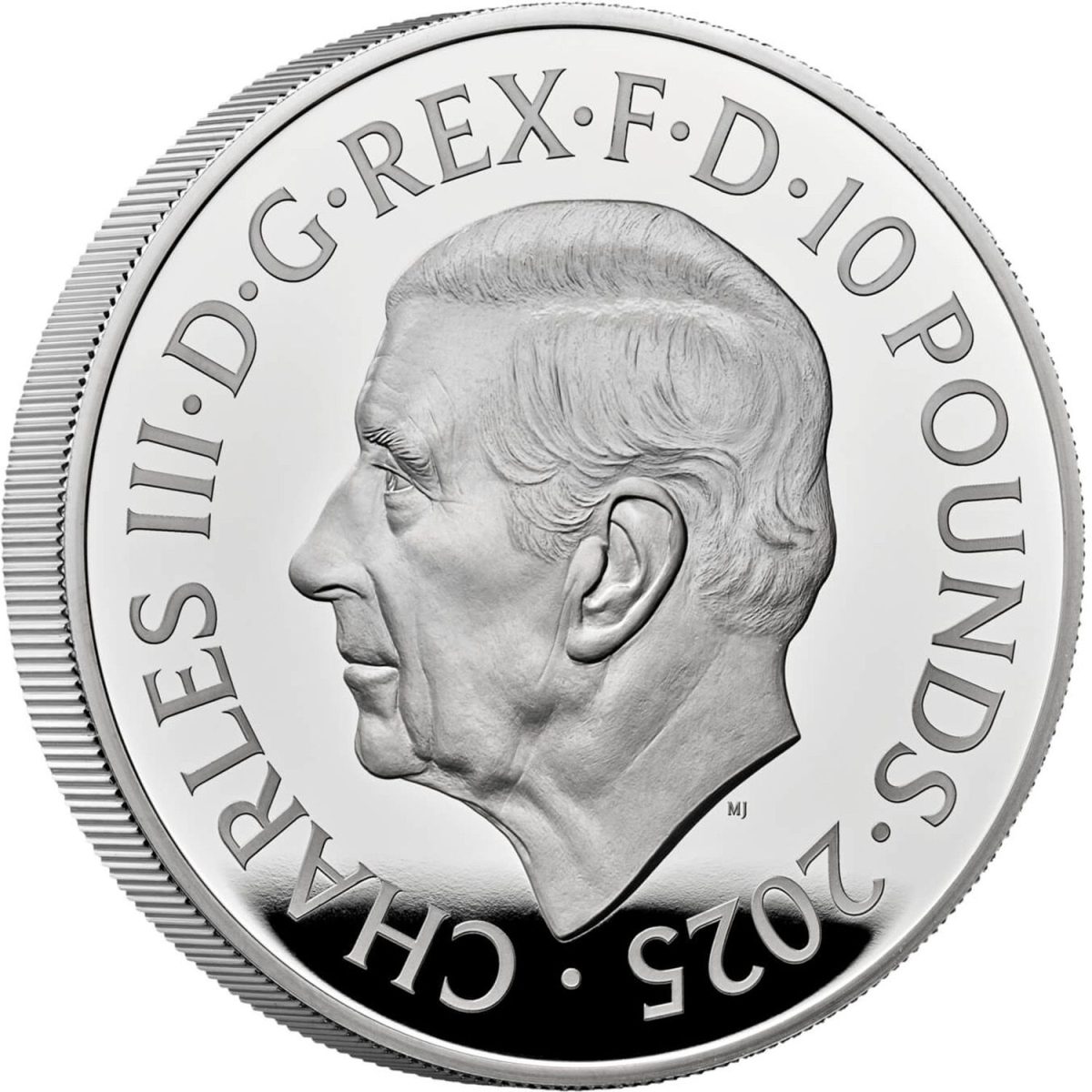 10 Pounds - Charles III The Greyhound of Richmond; Silver Proof obverse