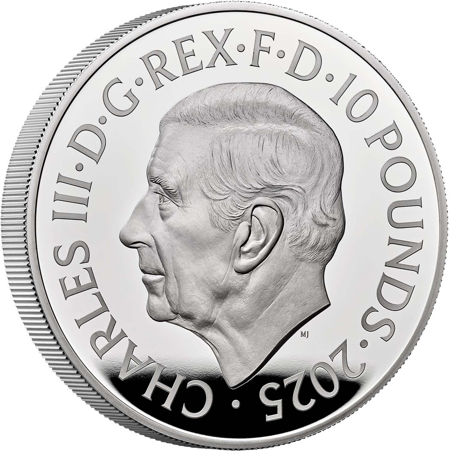 10 Pounds - Charles III The Two George's; Silver Proof obverse