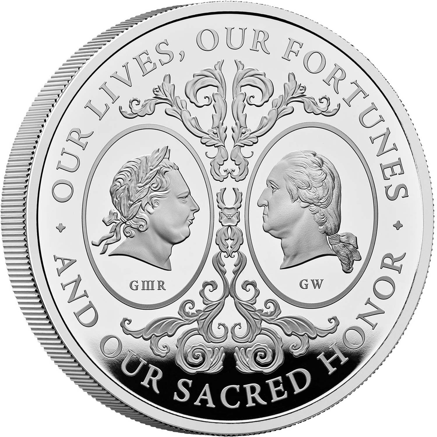 10 Pounds - Charles III The Two George's; Silver Proof reverse