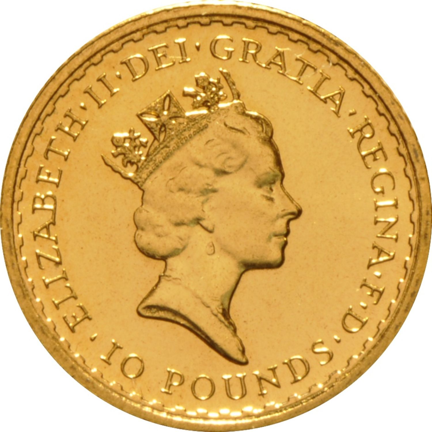 10 Pounds - Elizabeth II 3rd portrait; 1/10 oz Fine Gold obverse